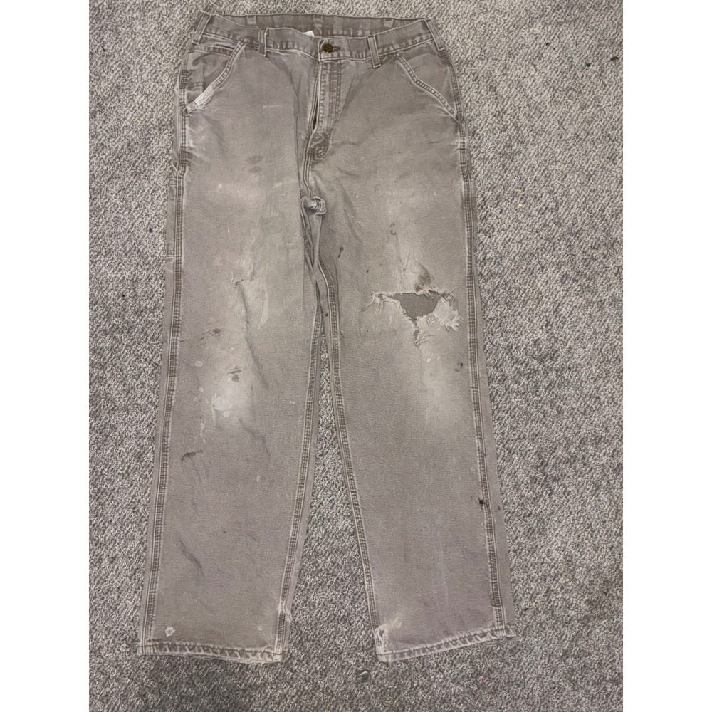 Carhartt B11 MUS Dungaree Fit Work Pants Mushroom Tan Distressed 36x34